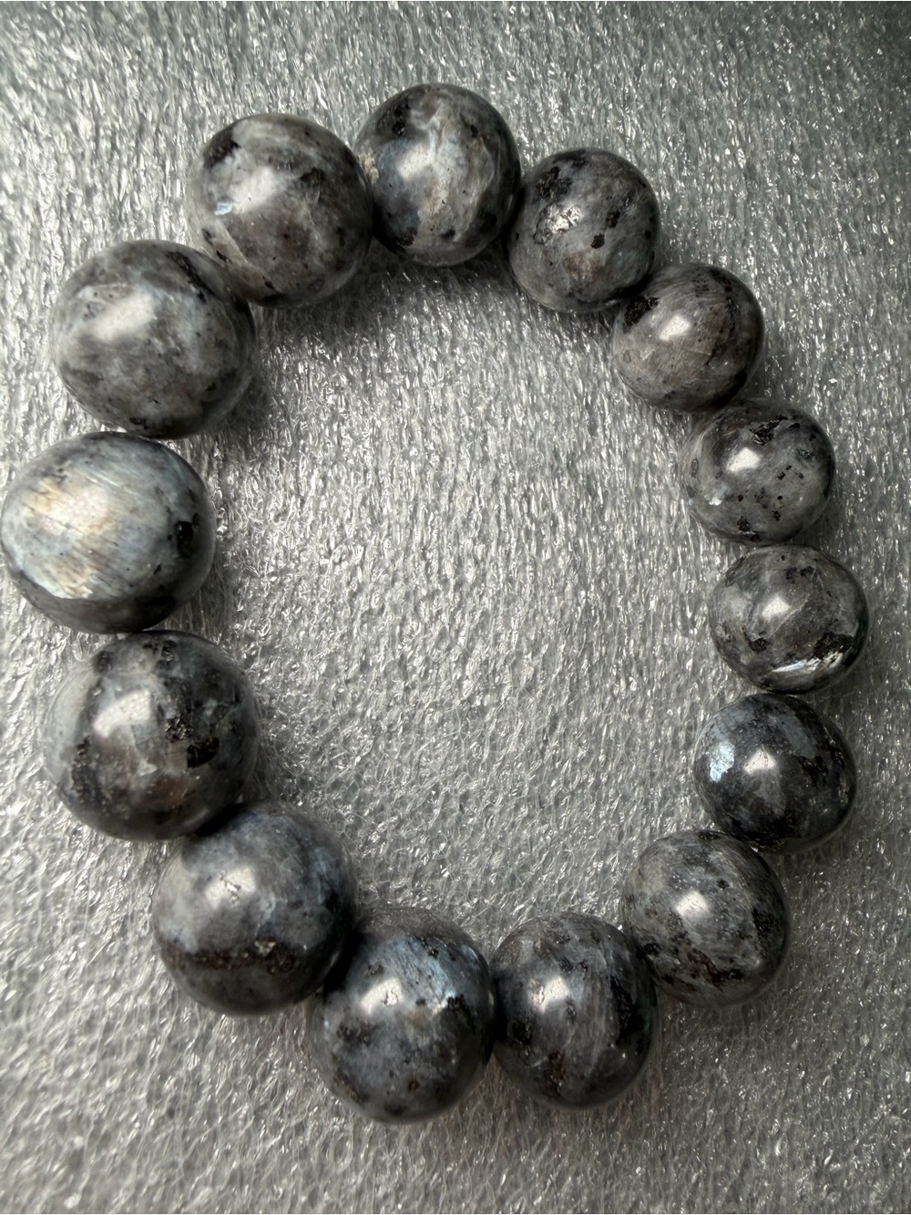 Flashy 16MM Larvikite Natural Crystal Bracelet